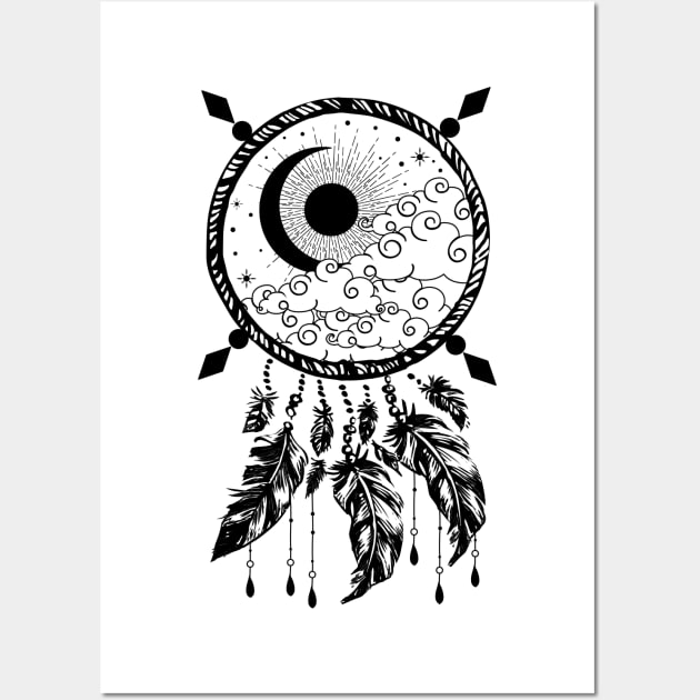 Sun and Moon Dreamcatcher Wall Art by CelestialStudio